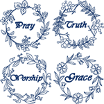 Redwork Inspirational Wreaths Embroidery Design