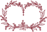 Redwork Heart Style Floral Frame Embroidery Design