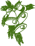 Redwork Spruce Leaves & Bells in Green Embroidery Design