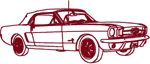 Redwork Classic Automobile: 1964 Ford Mustang Embroidery Design
