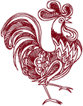 Redwork Ornamental Rooster Embroidery Design