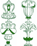 Vases in Green Embroidery Design