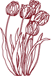 Redwork Tulips  Embroidery Design