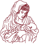 Redwork Holy Mother & Child Embroidery Design