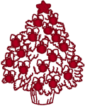 Redwork Christmas Tree & Ornaments Embroidery Design