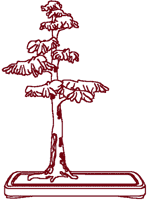 Redwork Machine Embroidery Designs: Bonsai Cypress Tree