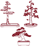 Redwork Bonsai Trees Embroidery Design