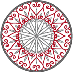 Scrolled Hearts Circle Embroidery Design