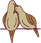 Perched Turtle Doves Embroidery Design
