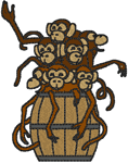 Barrel of Monkeys Embroidery Design