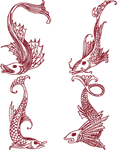 Redwork Asian Fish Embroidery Design