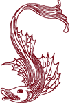 Redwork Asian Fish #1 Embroidery Design