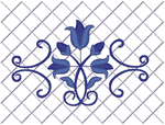 Floral Element with Background Embroidery Design