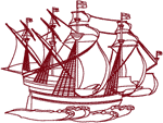 Redwork Sailing Ship #1 Embroidery Design
