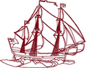 Redwork Machine Embroidery Designs: Sailing Ship 3
