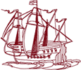 Redwork Machine Embroidery Designs: Sailing Ship 4