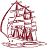 Redwork Machine Embroidery Designs: Sailing Ship 5
