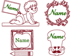 Redwork Retro Advertising Set #1 Embroidery Design