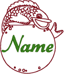 Redwork Retro Fish & Fishbowl Embroidery Design