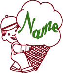 Redwork Retro Little Boy with Ice Cream Cone Embroidery Design