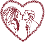 Redwork Bride & Groom Embroidery Design