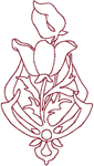 Redwork Stylized Tulip #3 Embroidery Design