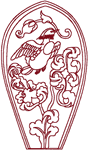 Redwork Asian Bird Motif #2 Embroidery Design