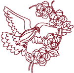 Redwork Heavenly Dove #7 Embroidery Design