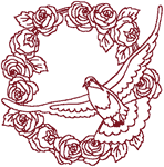 Redwork Heavenly Dove #8 Embroidery Design