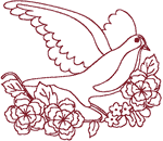 Redwork Heavenly Dove #9 Embroidery Design