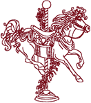 Black Beauty Redwork Carousel Horse Embroidery Design