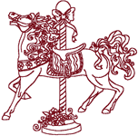 Machine Embroidery Designs Carousel Horses: Redwork Desert Moon