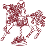 Desert Moon Redwork Carousel Horse Embroidery Design