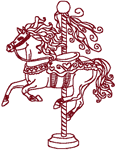 White Dancer Redwork Carousel Horse Embroidery Design