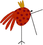 Primitive Folk Art Bird #1 Embroidery Design