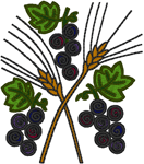 Machine Embroidery Design: Stylized Grapes & Wheat