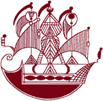 Redwork Moorish Ship Embroidery Design