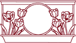 Redwork Tulip Monogram Frame Embroidery Design