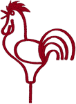 Country Crowing Outline Rooster Embroidery Design