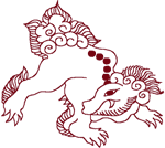 Redwork Oriental Beautiful Boar Embroidery Design