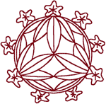 Redwork Round Asian Floral #1 Embroidery Design