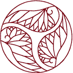 Redwork Round Asian Floral #2 Embroidery Design