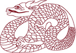 Redwork Asian Scaled Dragon Embroidery Design