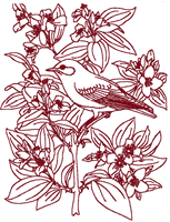 Machine Embroidery Designs: Redwork Songbird 10