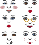 Doll Faces Embroidery Design