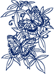 Redwork Heavenly Butterflies #4 Embroidery Design