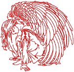 Redwork Kneeling Adoration Angel Embroidery Design