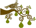 Modern Partridge in a Pear Tree Embroidery Design