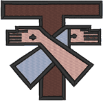 Machine Embroidery Design: Crossed Arms & Tau Cross