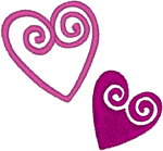 Curled Double Heart Embroidery Design